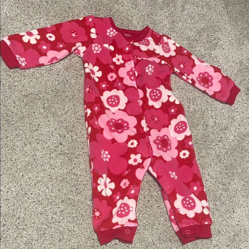 Floral Pink Fleece Footless One Piece Pajamas